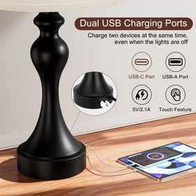 Seealle touch lamps dual USB ports for device charging