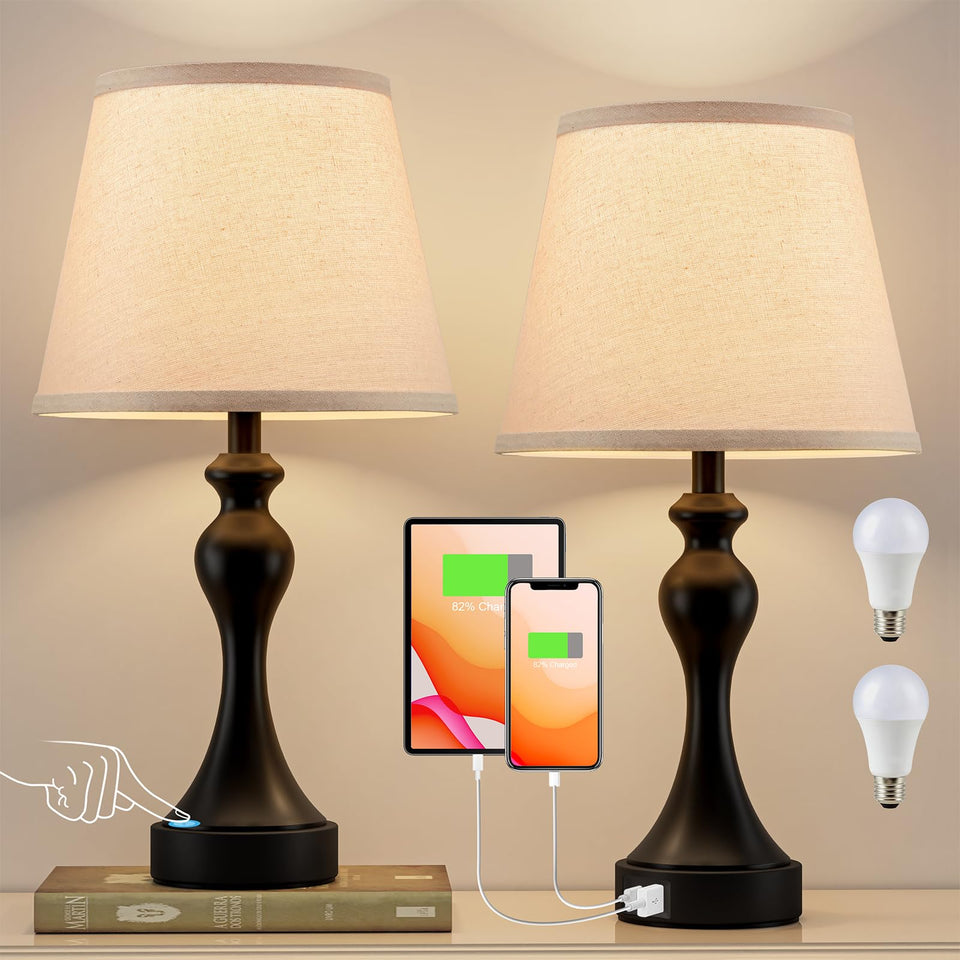 Seealle touch lamps nightstand base with easy reach and soft glow