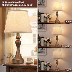 Seealle bedside lamps with USB-C and USB-A ports, convenient device charging.