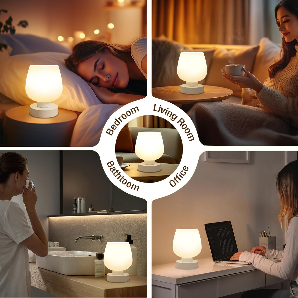 Seealle Touch Table Lamp in a bedroom creating calm ambience