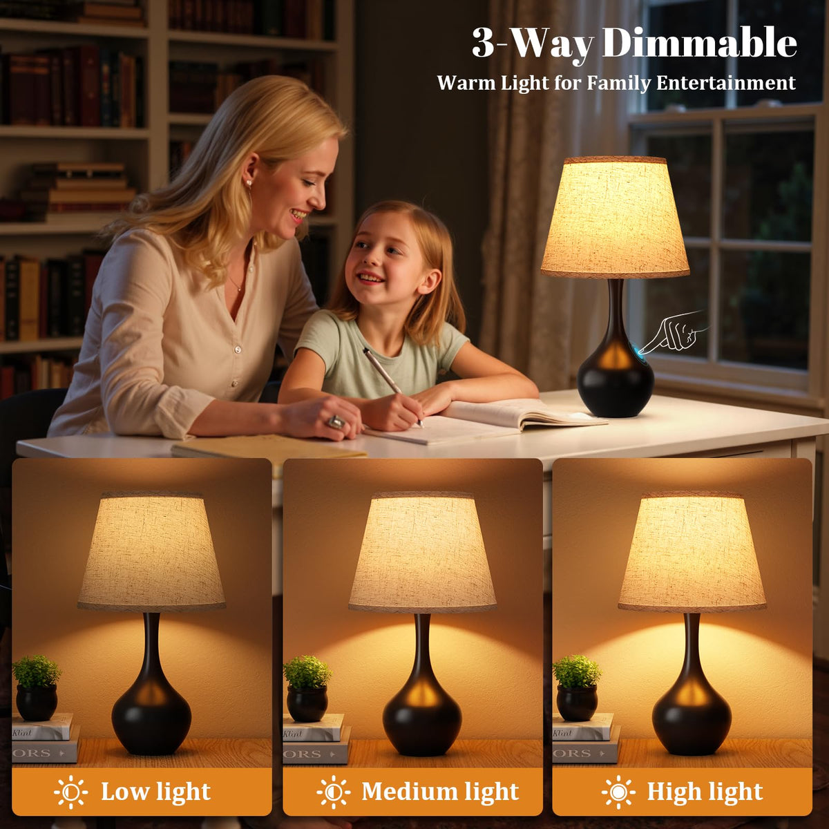 Seealle touch table lamp with brightness control for easy dimming
