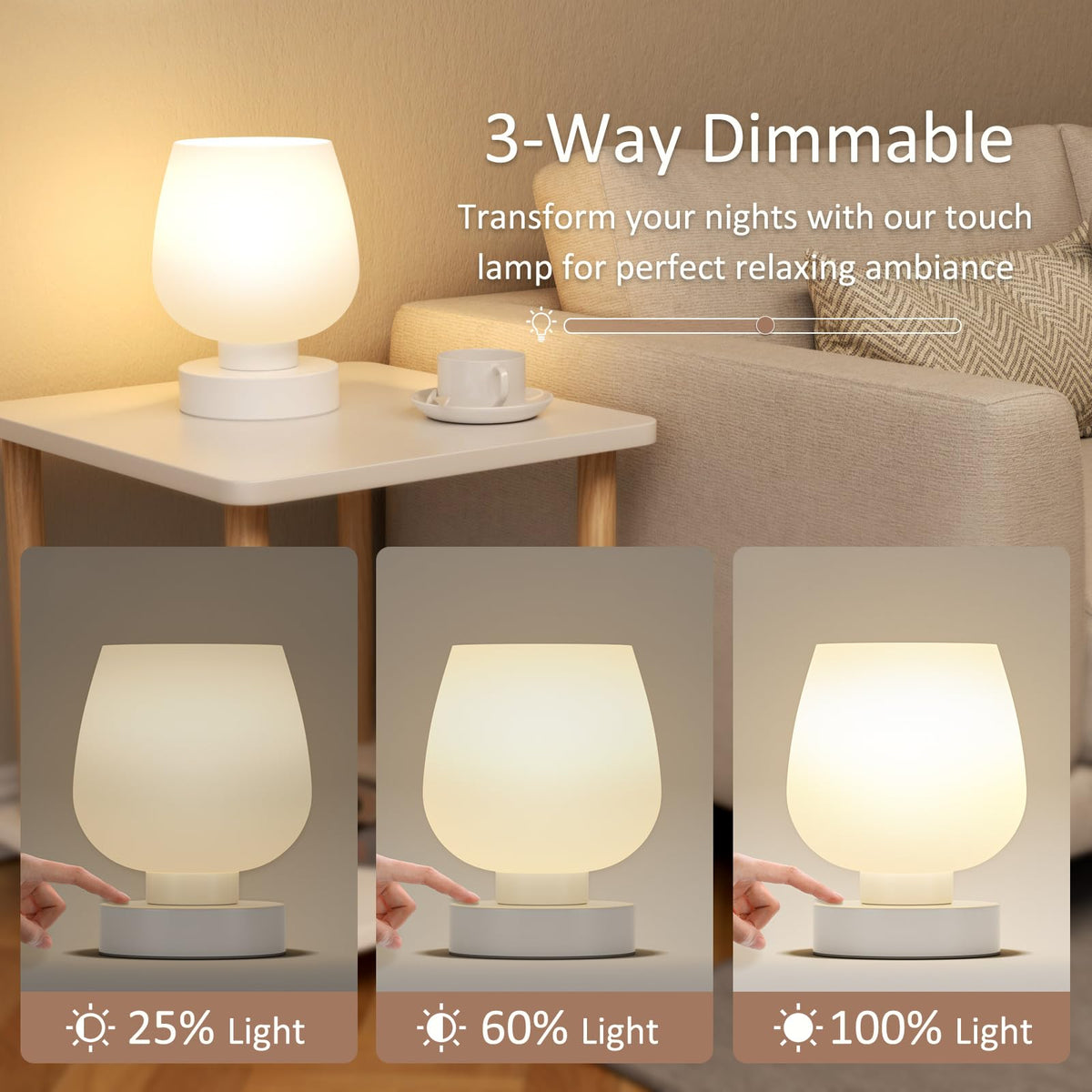 Seealle Touch Table Lamp demonstrates 3-way dimming for different tasks