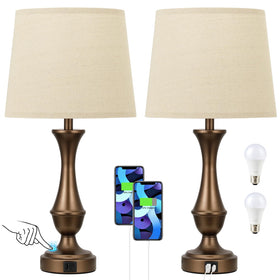 Seealle two bedside lamps in a bedroom setup on end tables