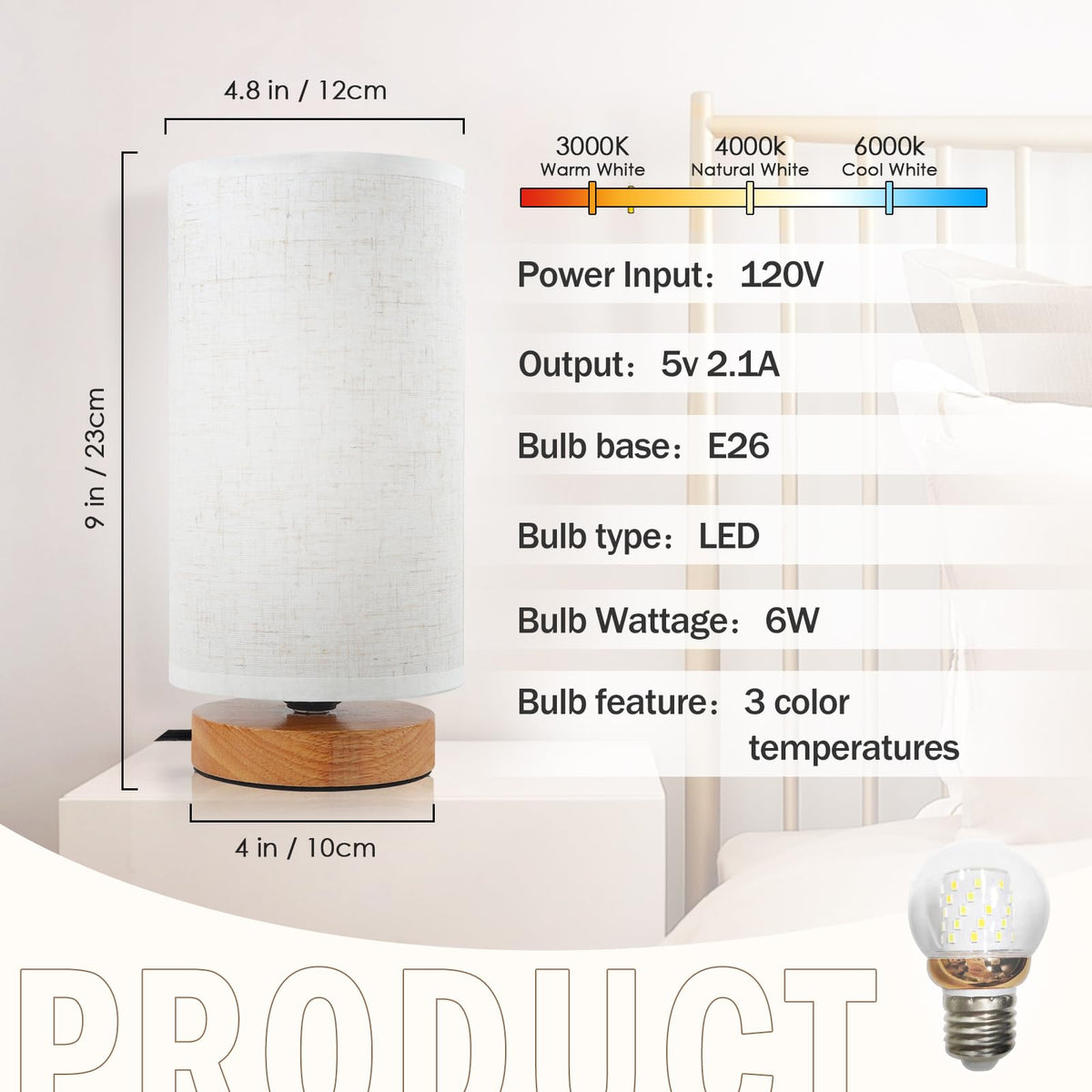 SEENSINY 6W bulb included offers instant bright illumination.