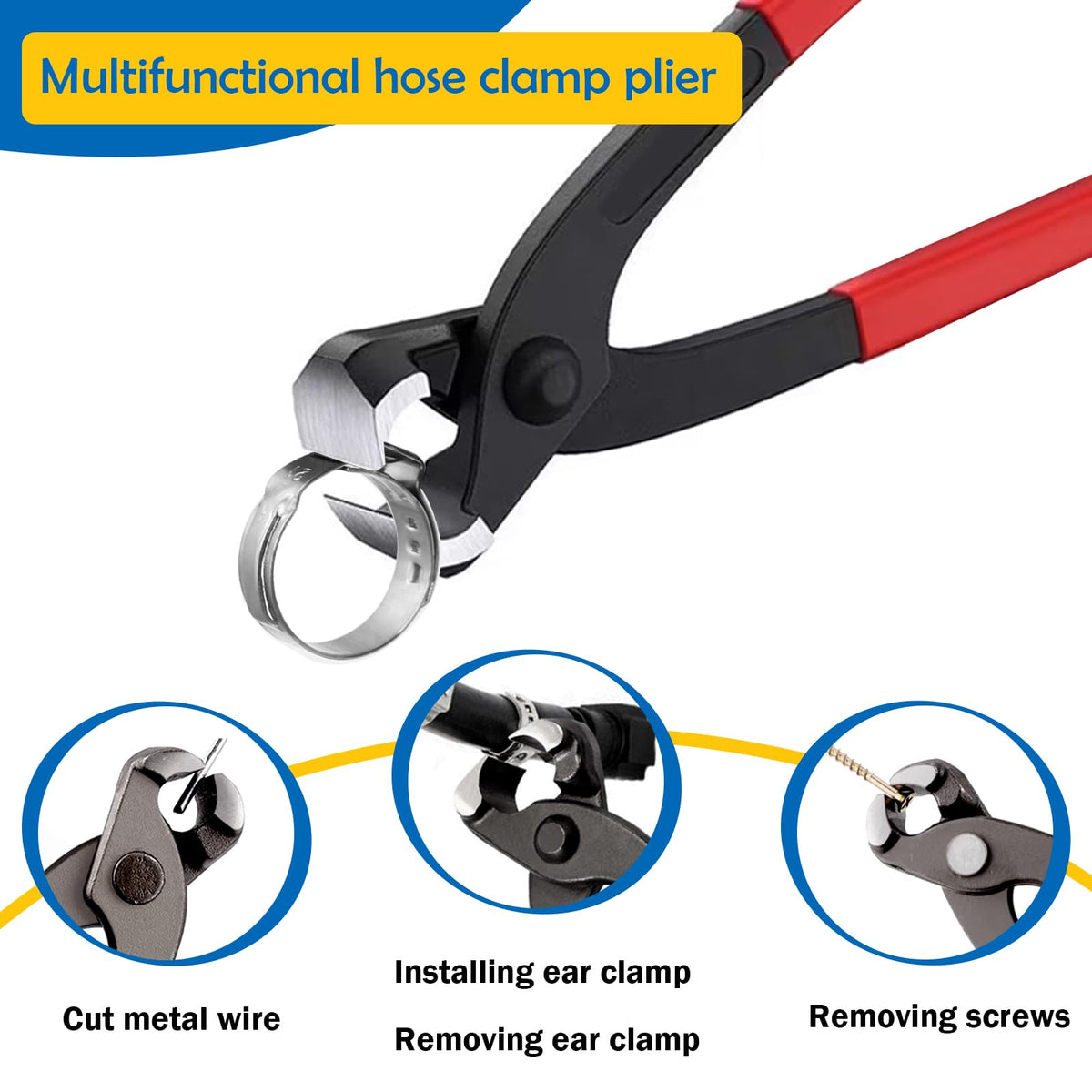 Seept plier and clamps in use for quick hose assembly