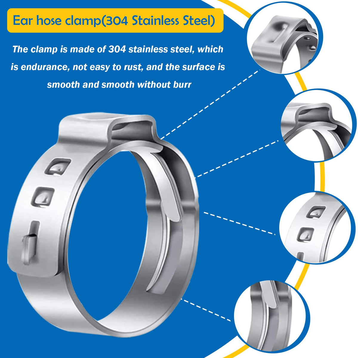 Seept clamps engraved with size marks for easy sizing