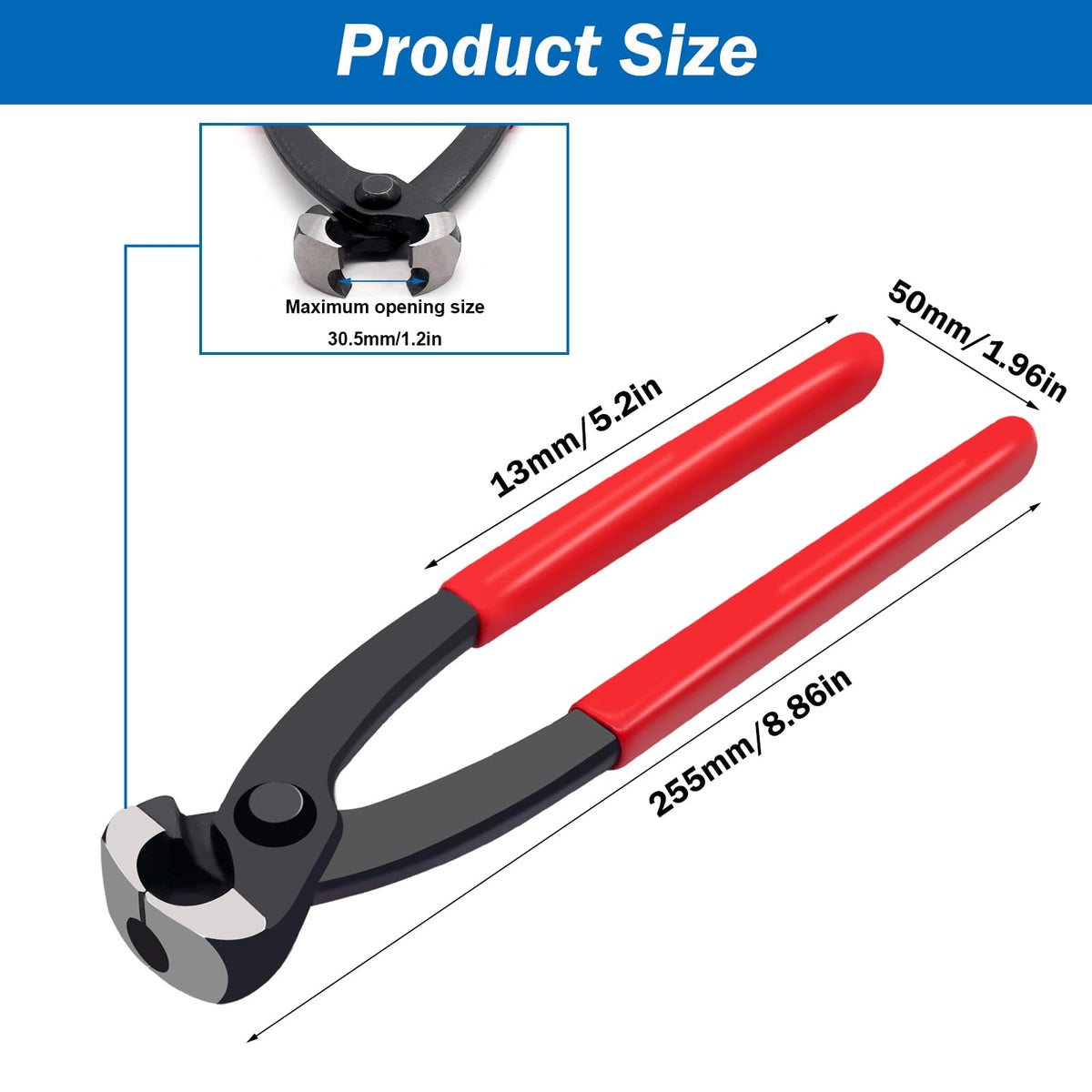 Seept Ear Clamp Pliers 9-inch side jaw for versatile grip.