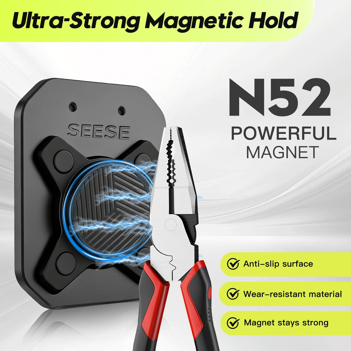 SEESE N52 magnets provide secure grip on tools up to 22 lbs
