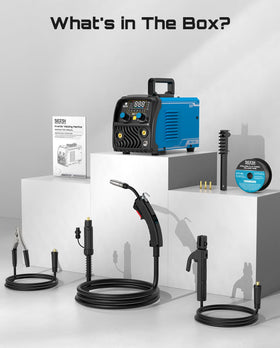 SEESII 135A MIG Welder all-in-one kit shown with essential pieces for first arc.