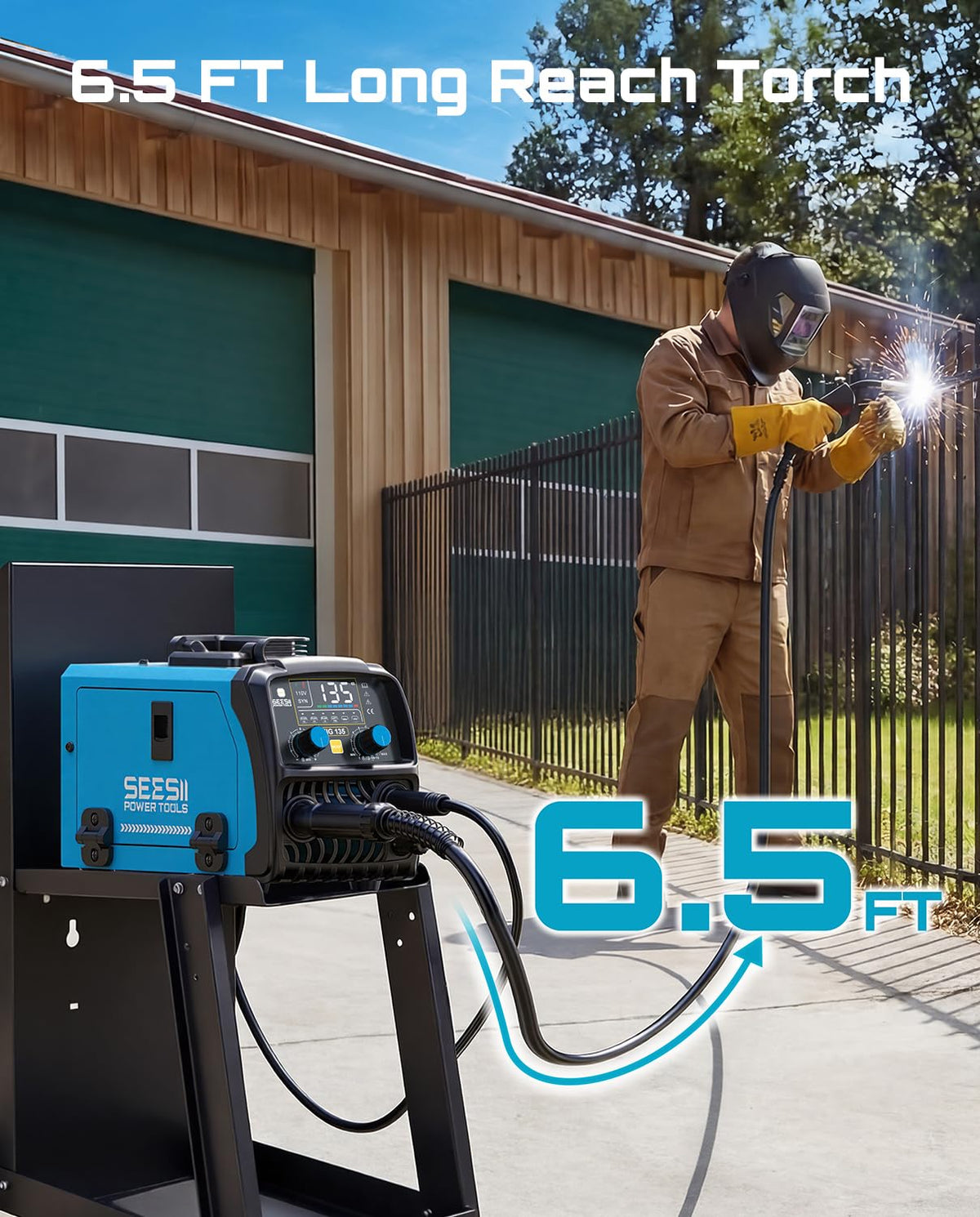 SEESII 135A MIG Welder control panel with large display for fast adjustments.