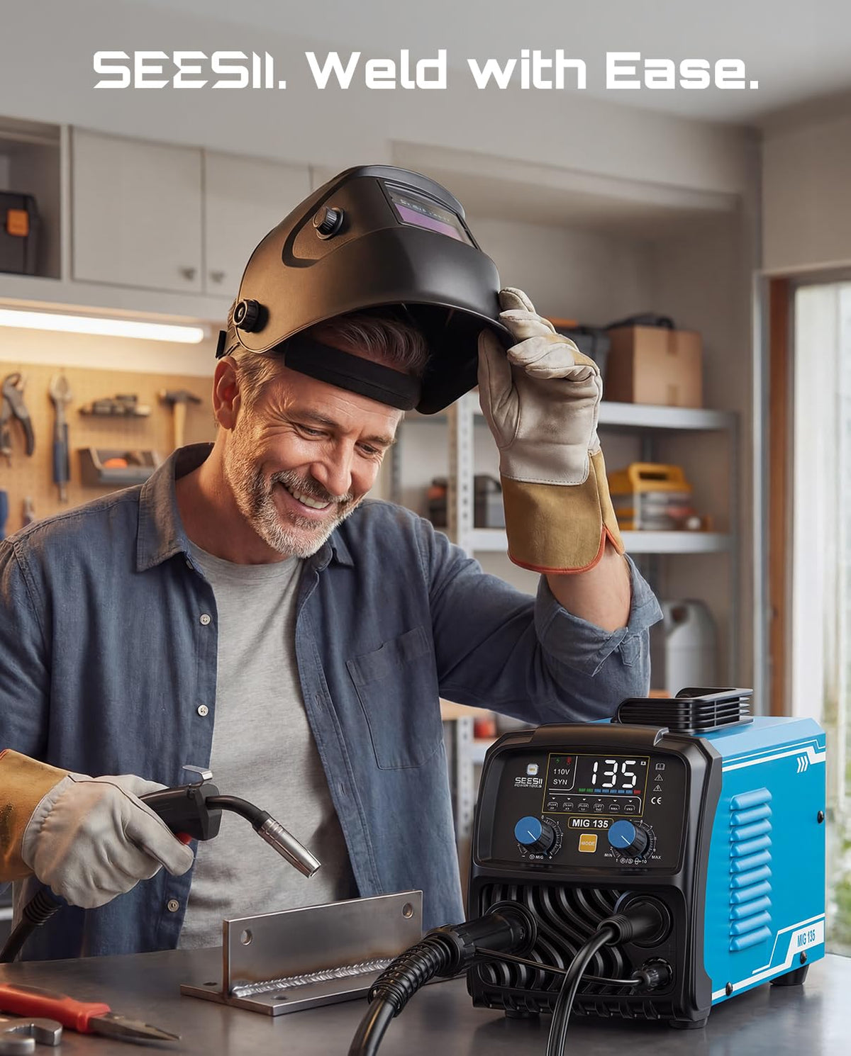 SEESII 135A MIG Welder ground clamp for strong, reliable electrical connections.