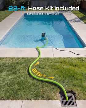SEESII 1HP submersible pump supports 36ft lift for elevated drainage.