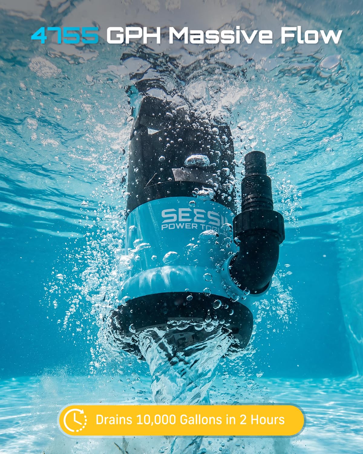 SEESII 1HP pump anti-clog filter nets debris to keep drainage smooth.