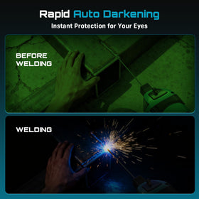 Seesii auto-darkening goggles protecting eyes during welding
