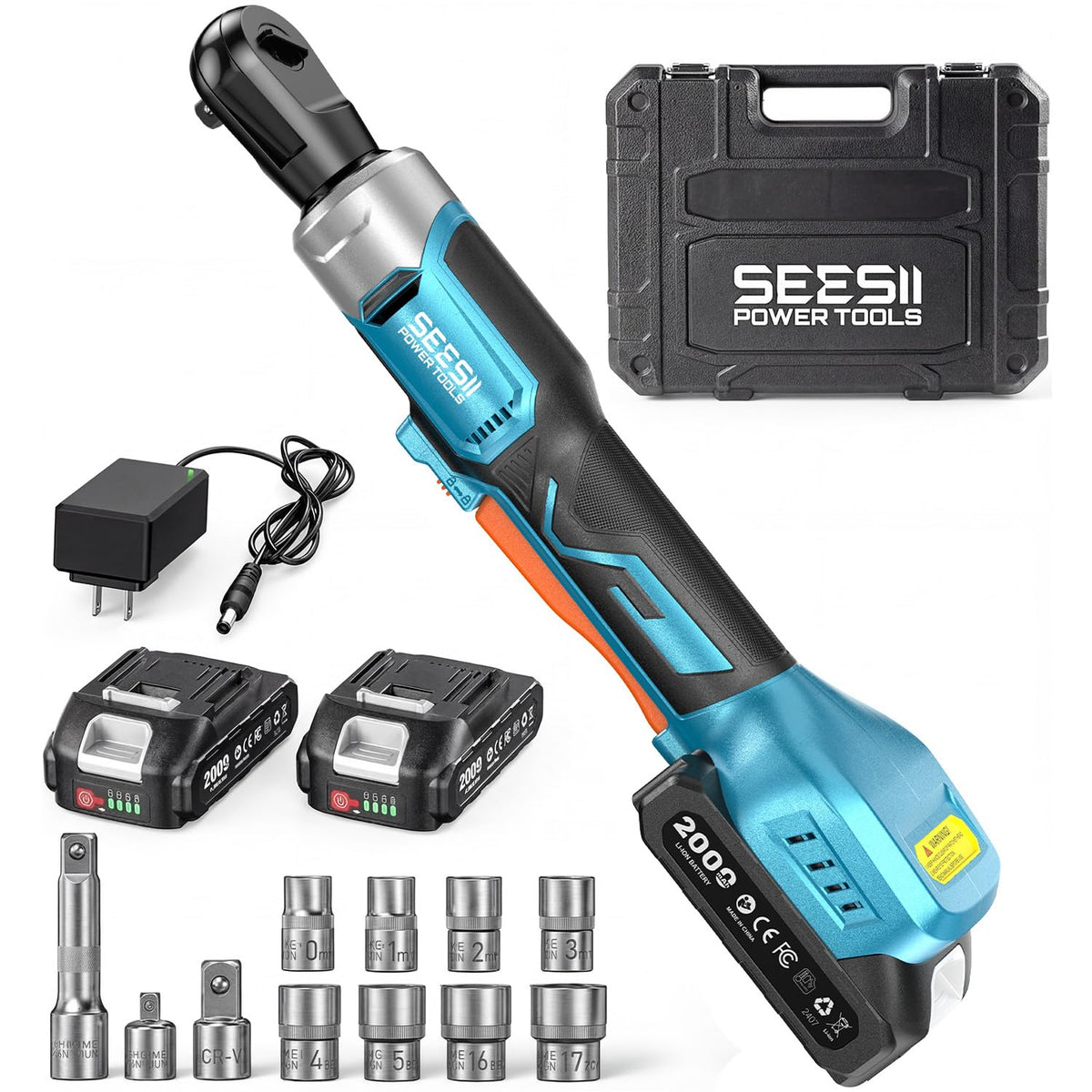 Seesii cordless ratchet wrench with compact head for tight spaces