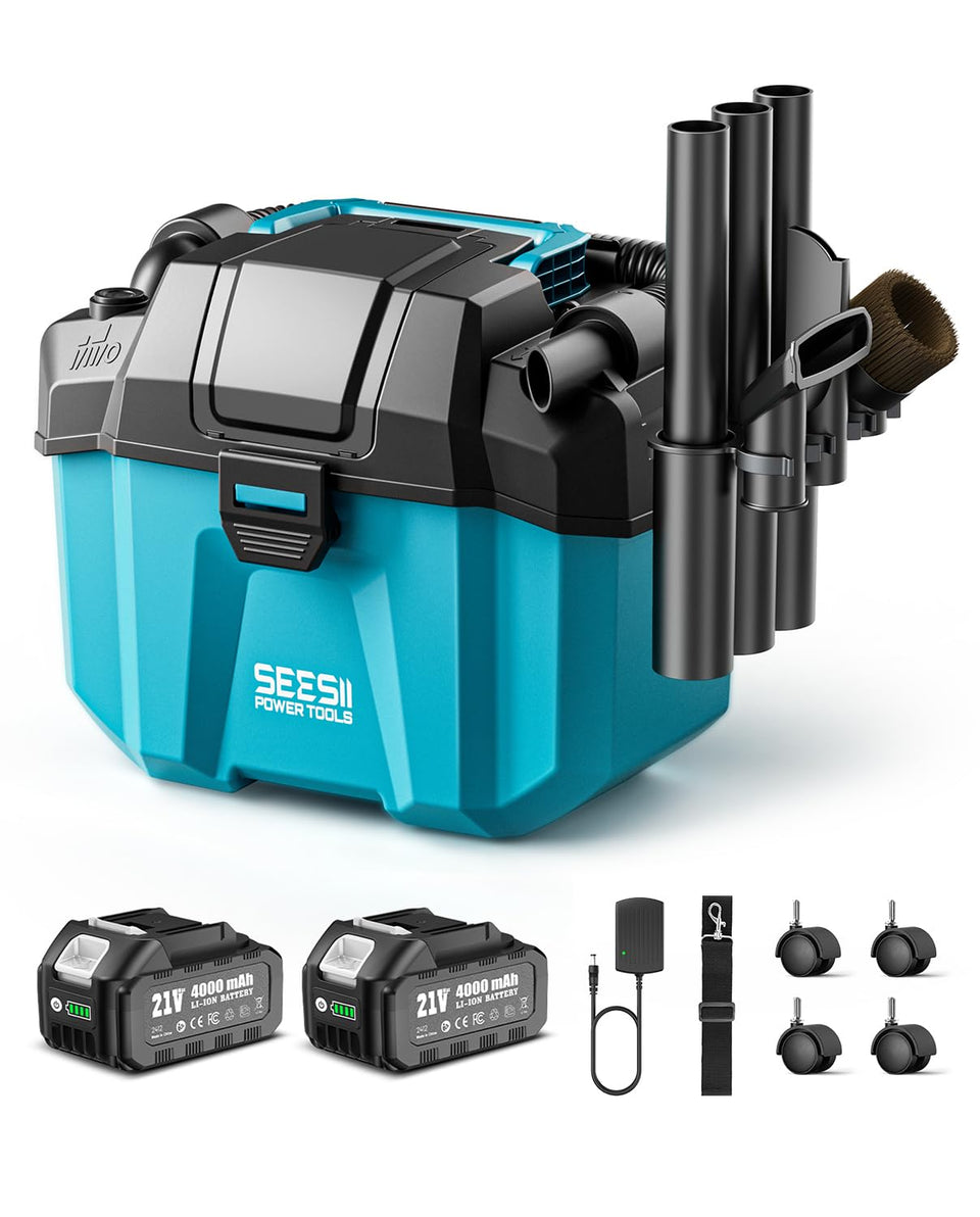 Seesii Cordless Shop Vac compact design shown for easy storage and handling