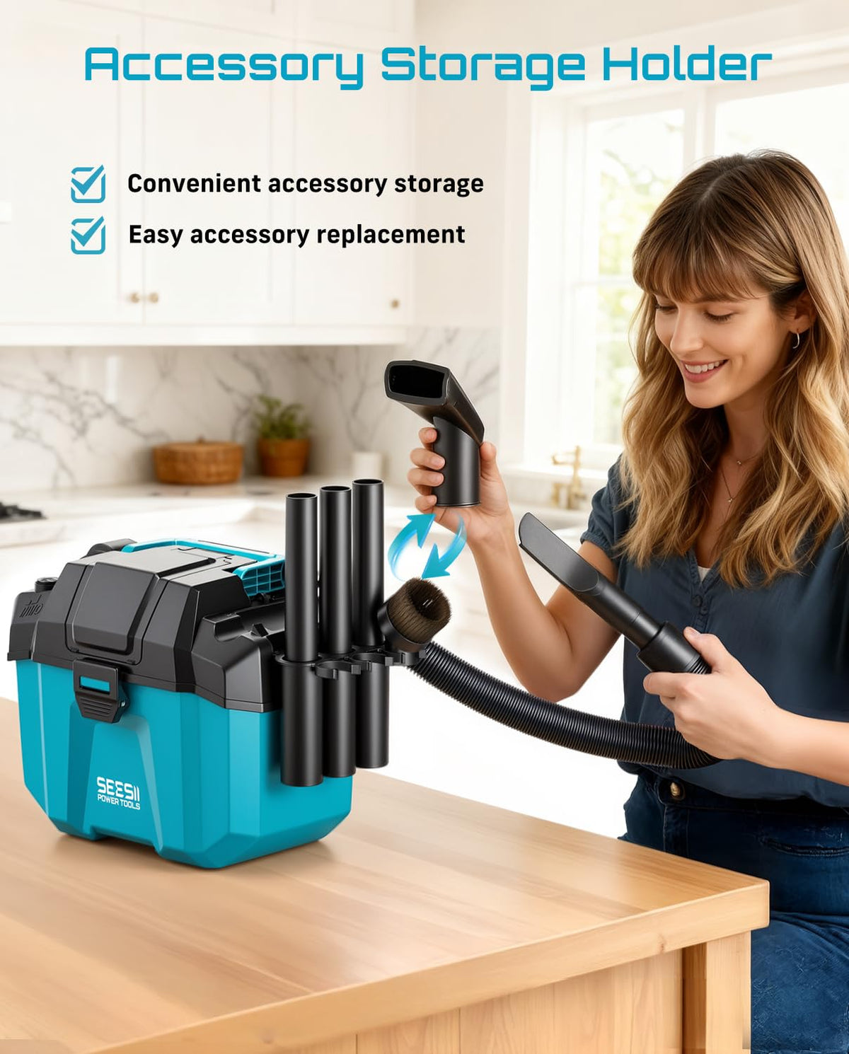Seesii Cordless Shop Vac with two batteries for longer cleaning sessions