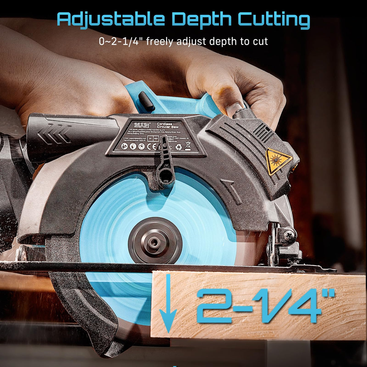 Seesii bevel and depth adjustment unlock versatile wood cutting options.