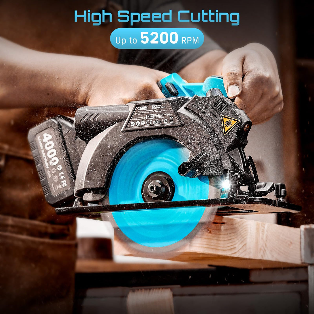 Seesii dual 4.0Ah batteries extend runtime for continuous outdoor work.