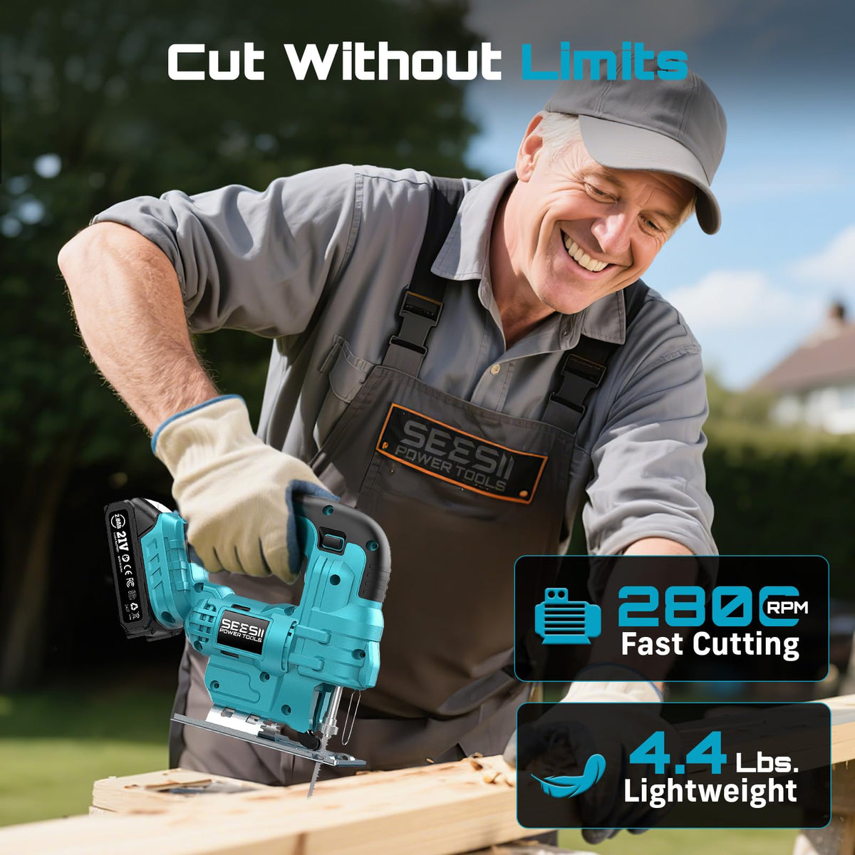 Seesii Jig Saw built-in LED lights the cut line clearly.