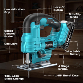 Seesii Jig Saw includes nine blades for versatile projects.