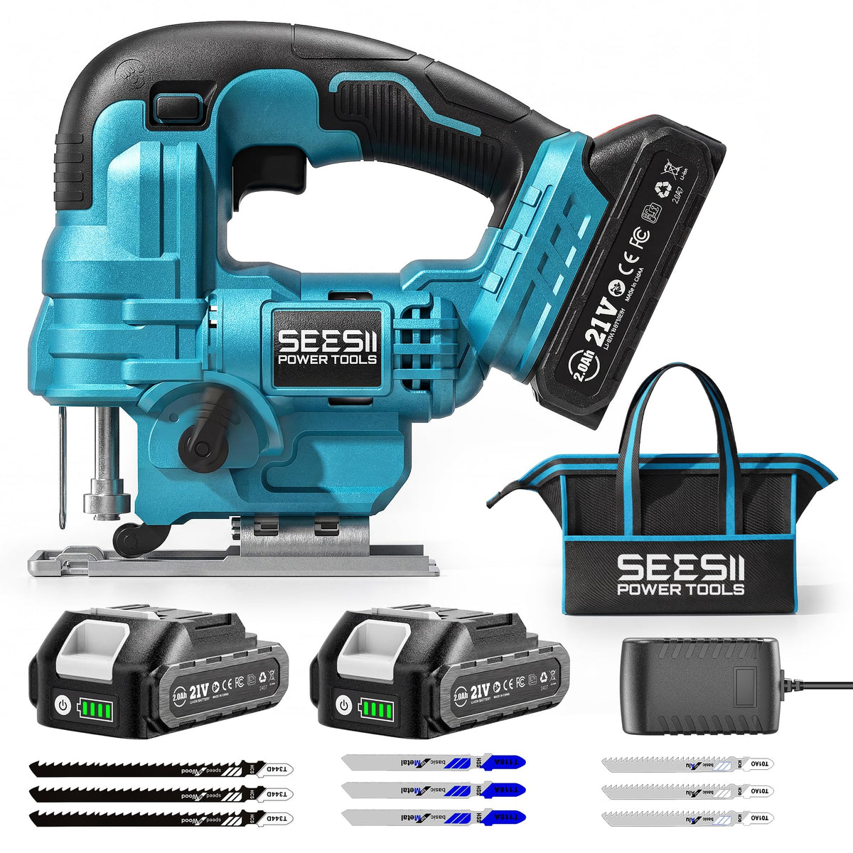 Seesii Jig Saw with battery kit for extended cordless cuts.