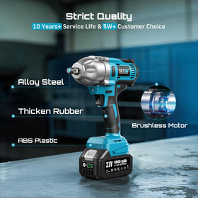 Built-in LED work light assists jobs in dark spaces.