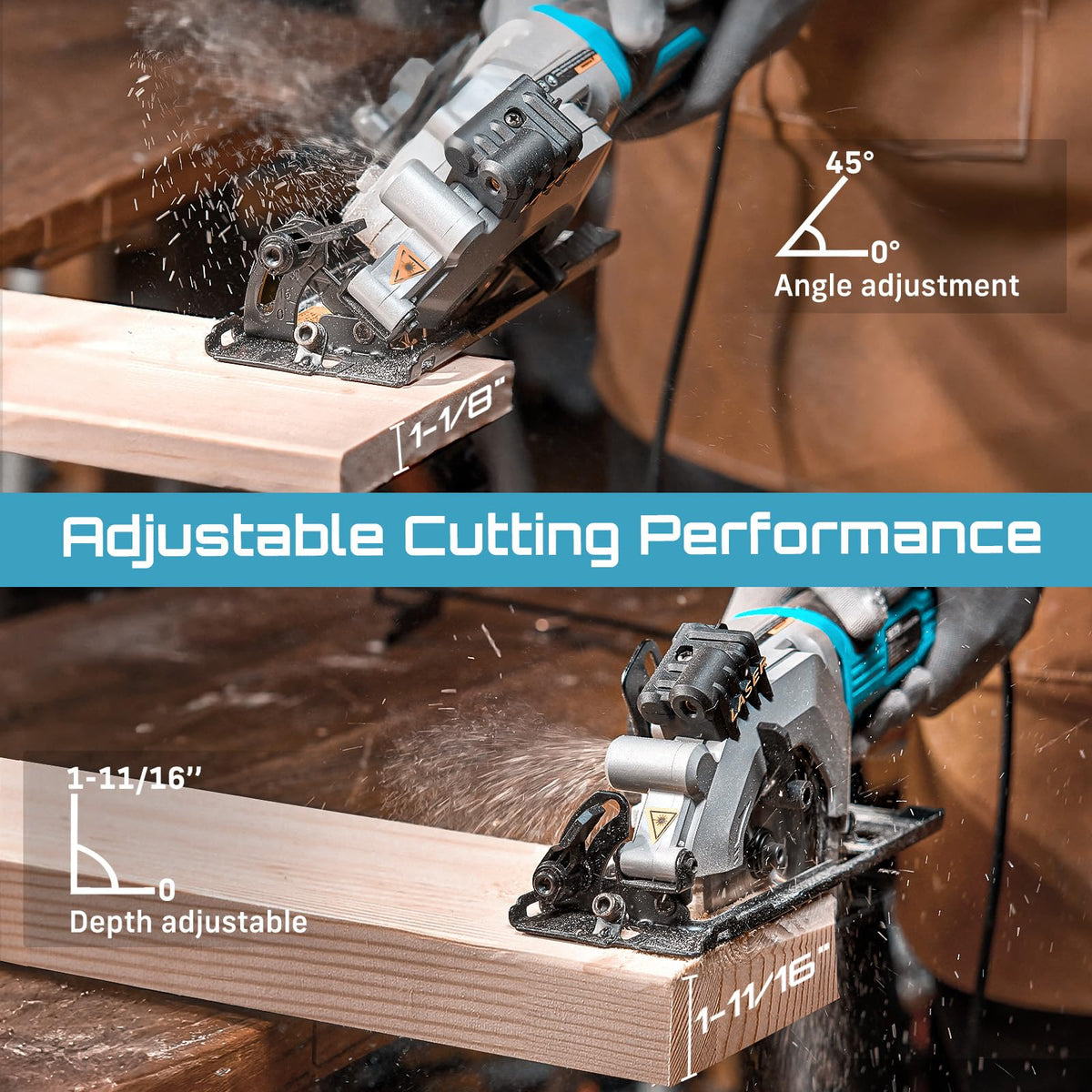 Laser guide and rails ensure straight lines during cuts