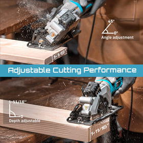 Laser guide and rails ensure straight lines during cuts