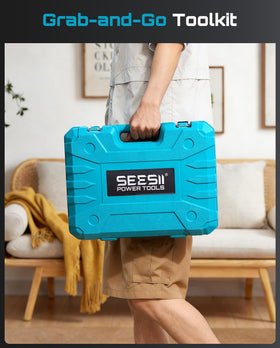Seesii sturdy blow-molded case keeps tools secure.