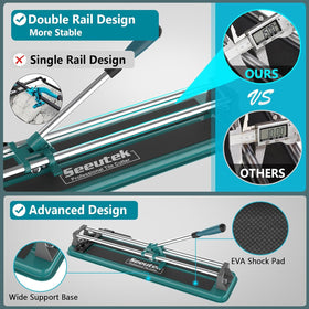 Seeutek tile cutter with double rails for stable, accurate scoring