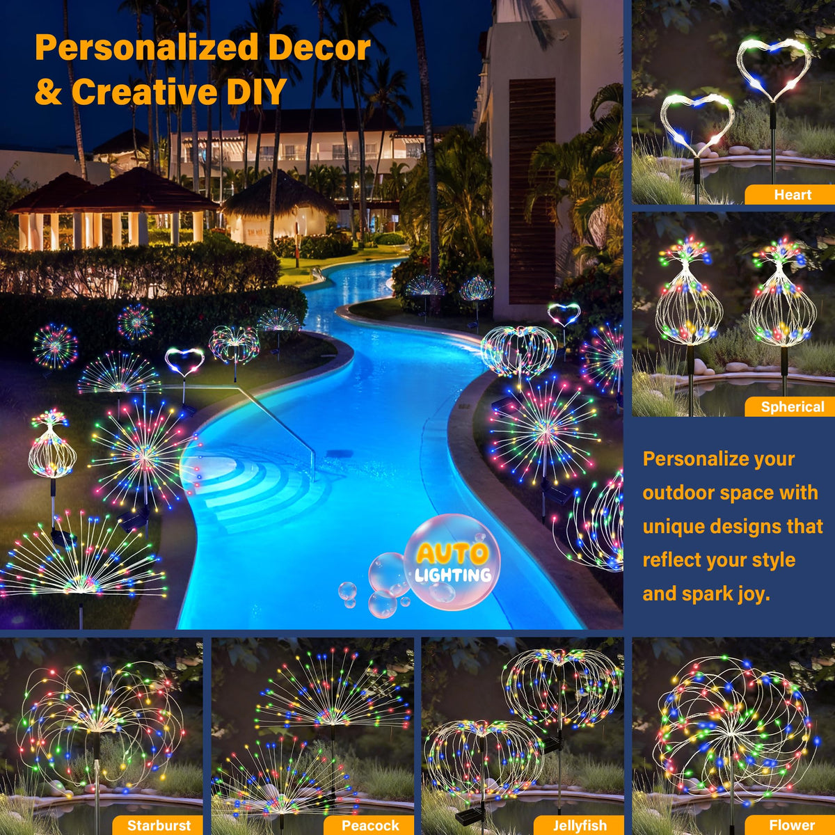 SEEWELUMI 120-led solar fairy lights showcase fiber optic glow for magical pathways.