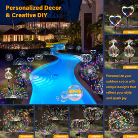 SEEWELUMI 120-led solar fairy lights showcase fiber optic glow for magical pathways.