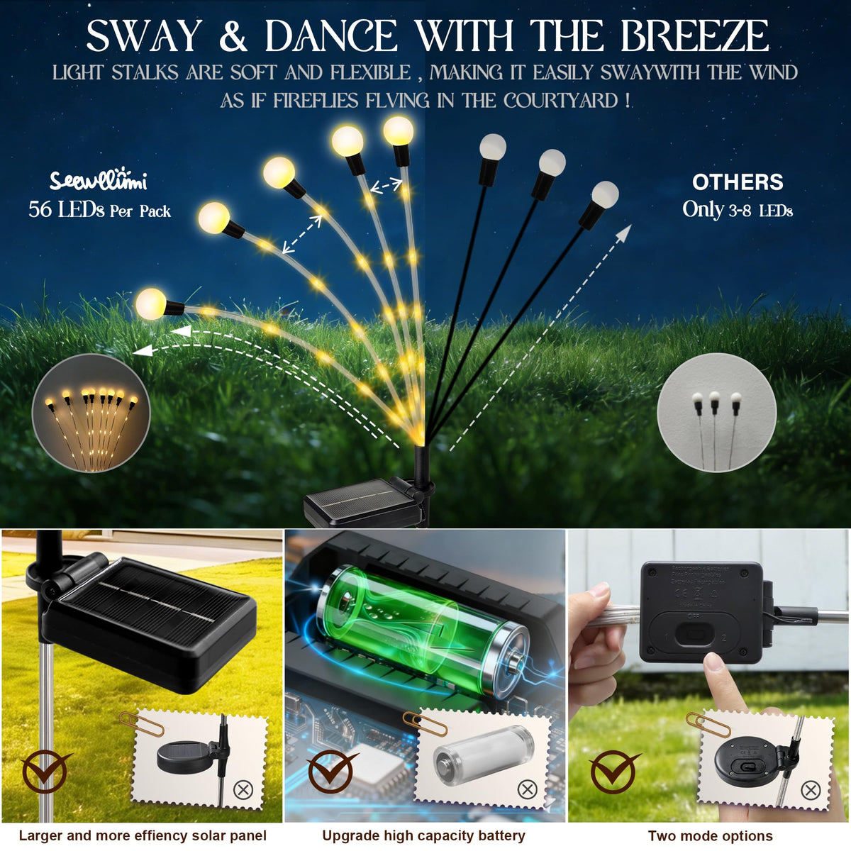SEEWELUMI wind-sway fireflies provide natural ambience movement