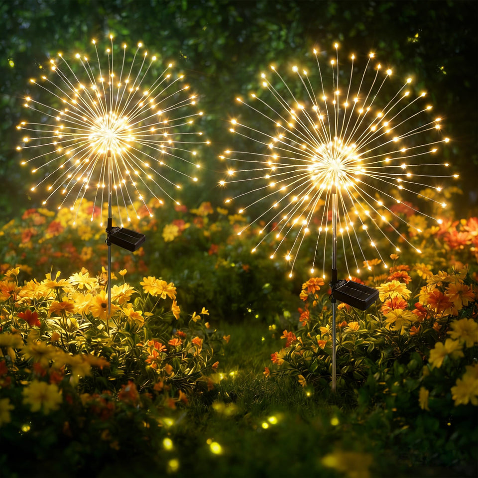 SEEWELUMI solar garden lights firework 120LED pack lighting garden path