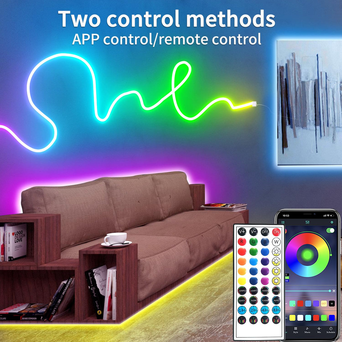 segrass rgb neon strip with remote control for easy color changing