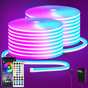 segrass two-rolls 50ft rgb neon rope light for room decor and outdoor ambiance