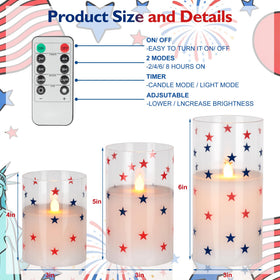 SEHNSY 3-piece glass flameless candles set elevates 4th of July table décor