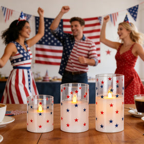 SEHNSY graduated glass candle set offers balanced patriotic displays