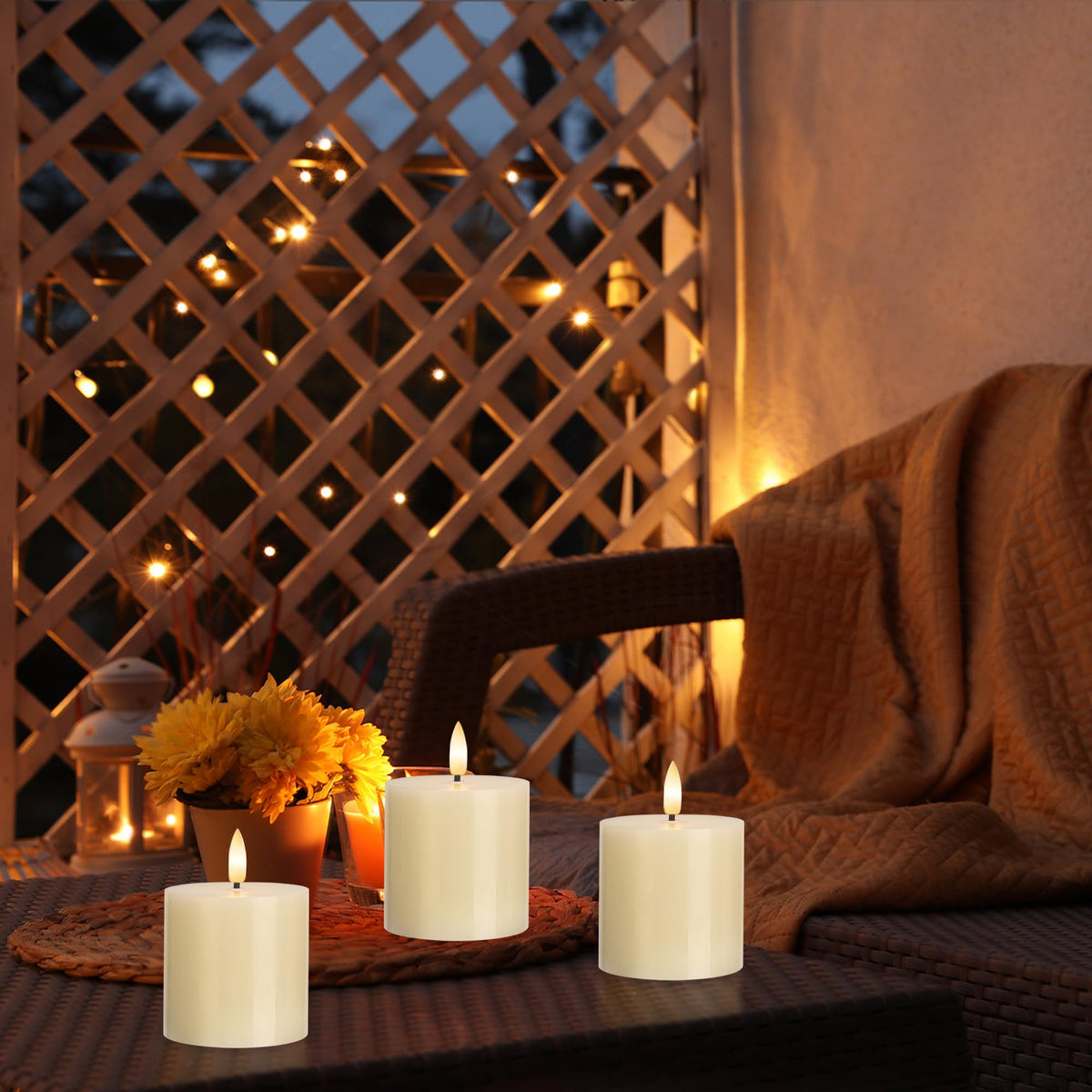 SEHNSY Ivory Flameless Candles create soft ambient lighting for movie nights.