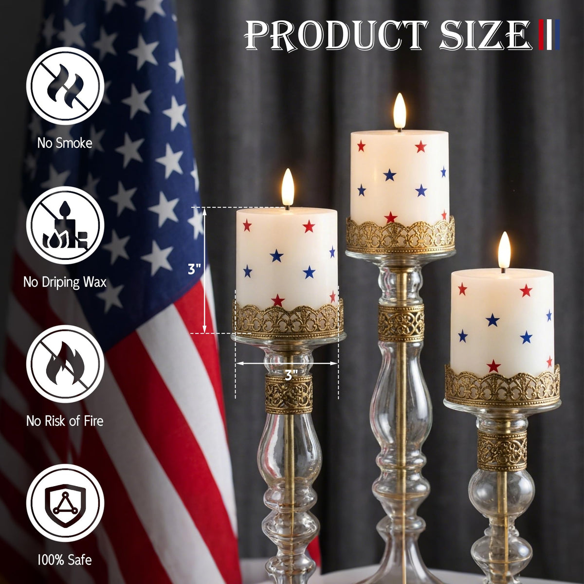 SEHNSY pillar candles show warm glow with 3D flame for realistic ambiance.