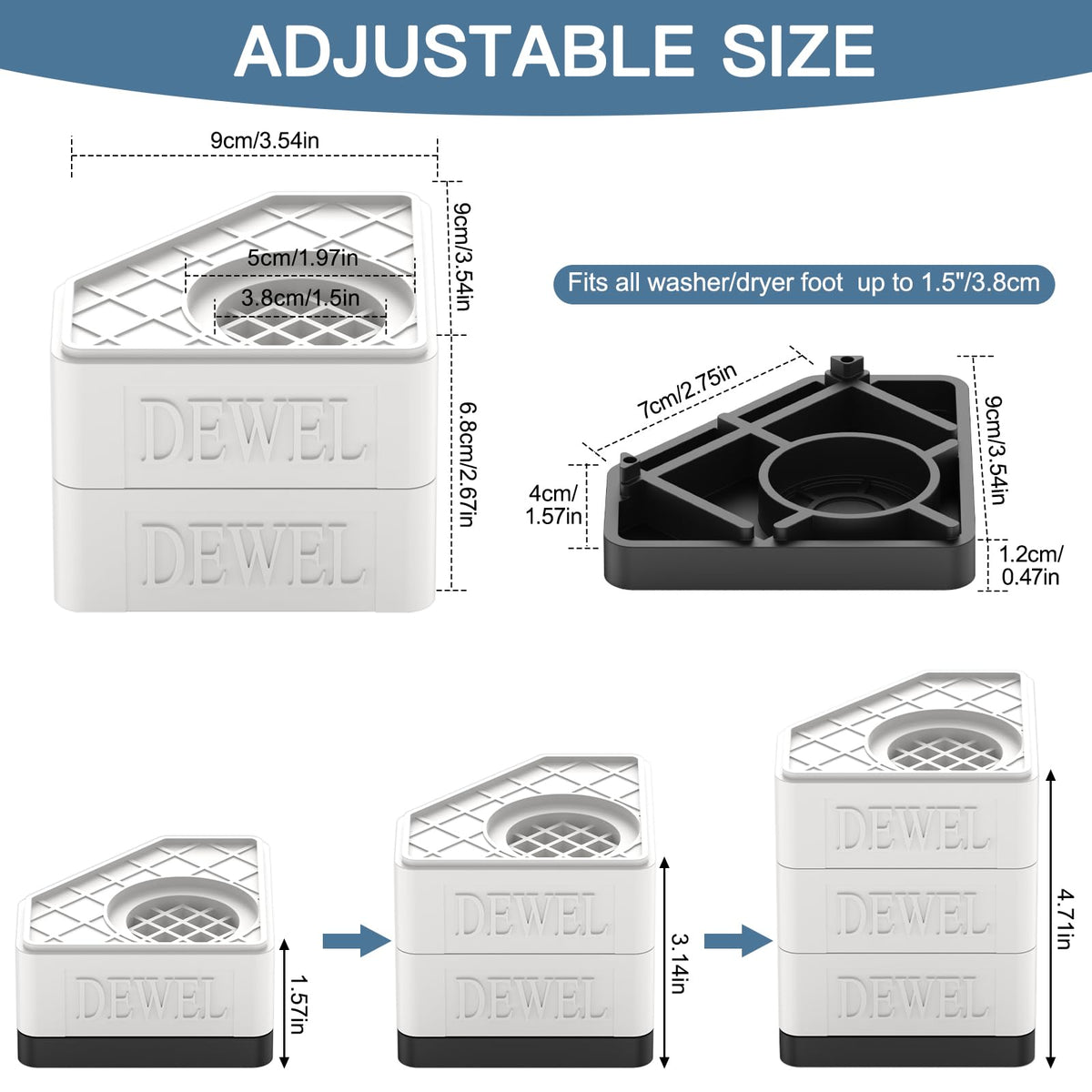 SEISSO anti-vibration pads installed under appliance provide stable support and easy leveling.