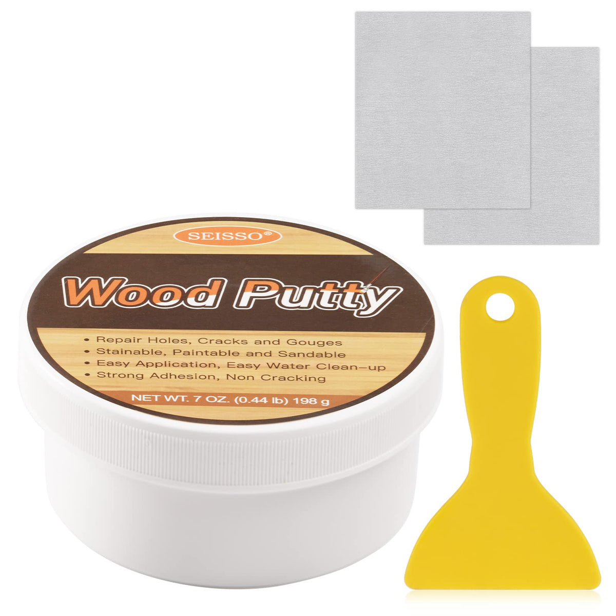 SEISSO wood putty packaging image showing an easy repair kit for wood surfaces