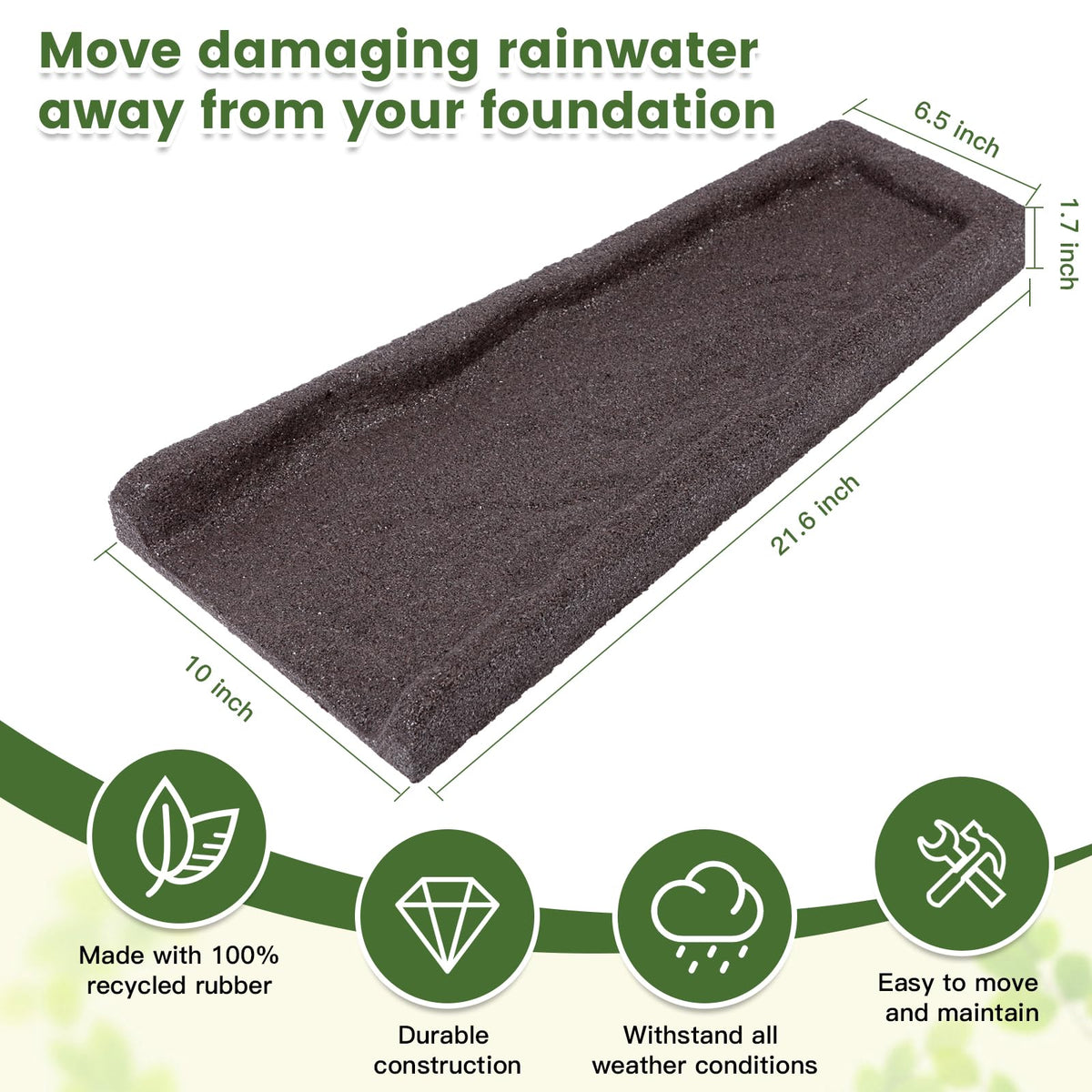 Sekcen splash block trio offers durable rubber construction for all-weather exterior use.