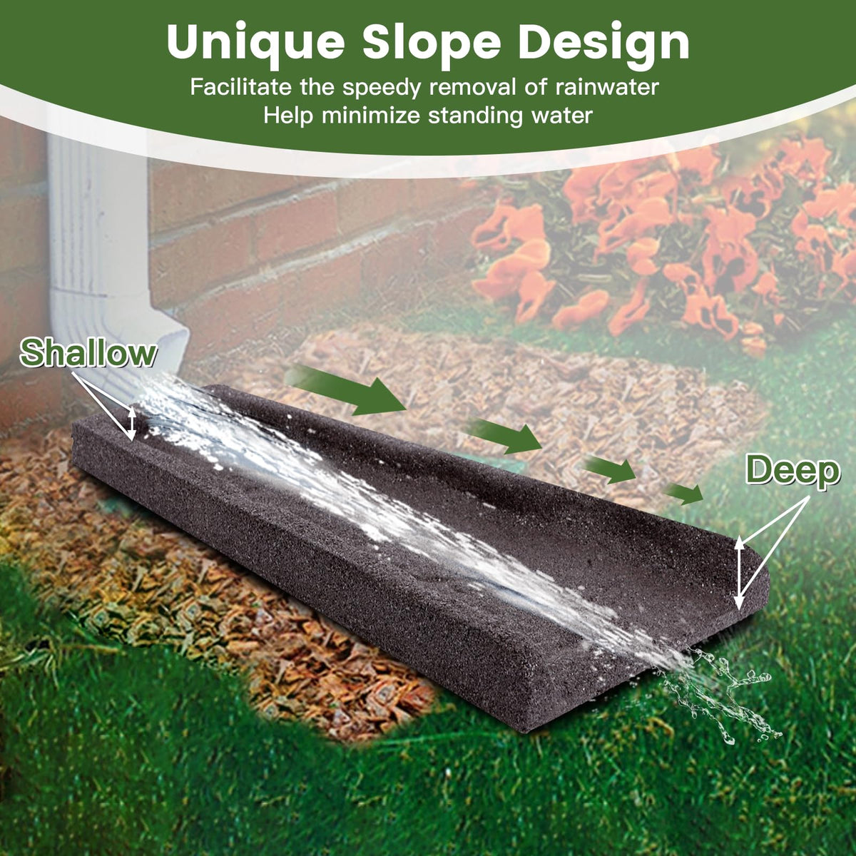 Sekcen downspout splash block directs runoff away, reducing muddy splatters near home.