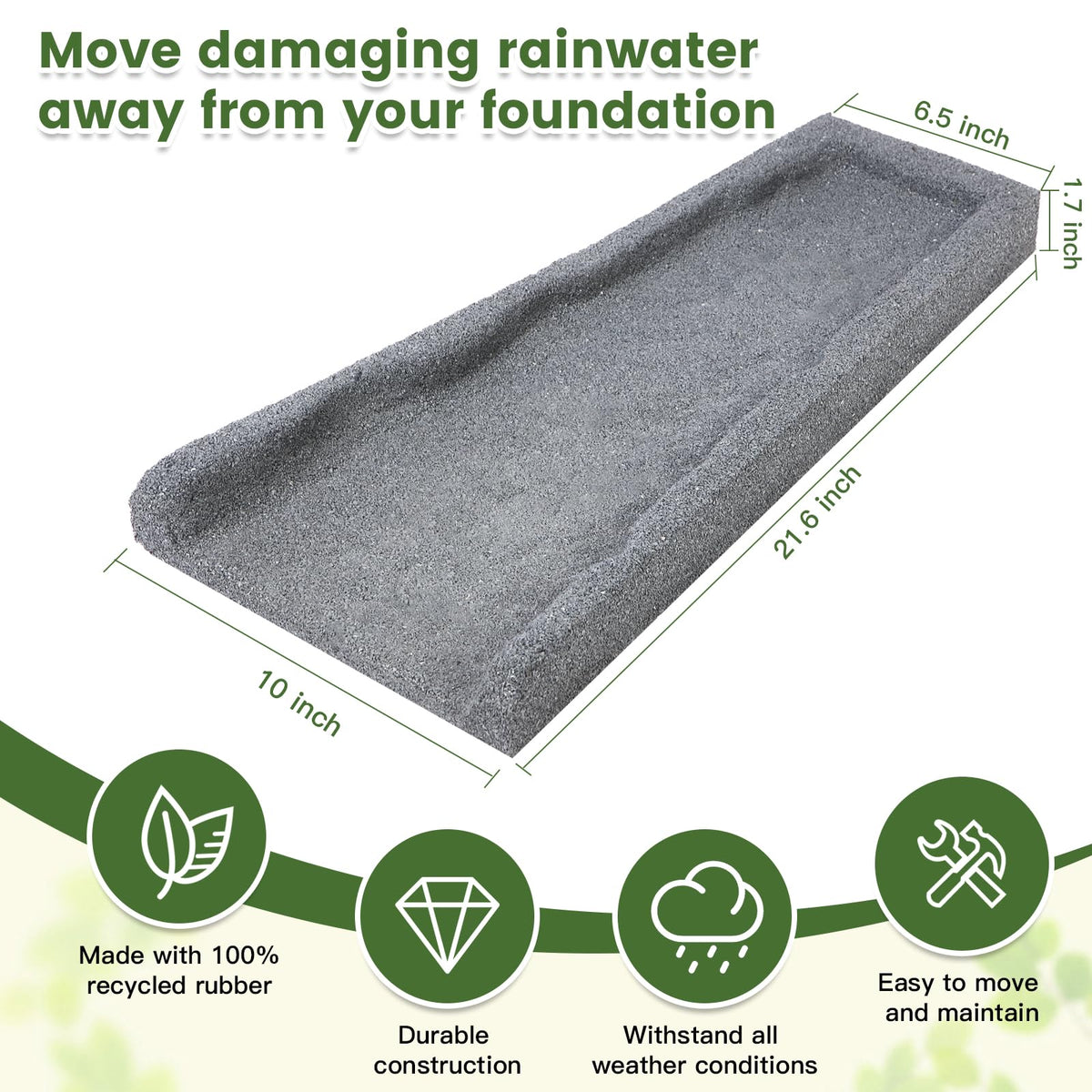 Sekcen downspout splash block gray prevents mud splatter near home.