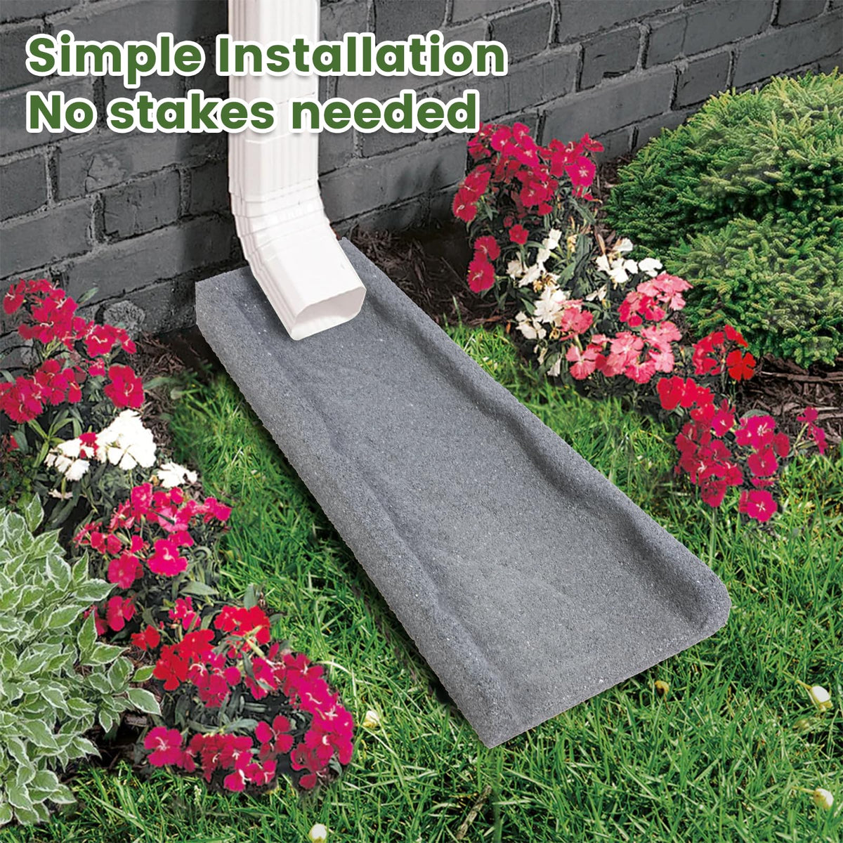 Sekcen downspout splash block gray features a unique slope design.