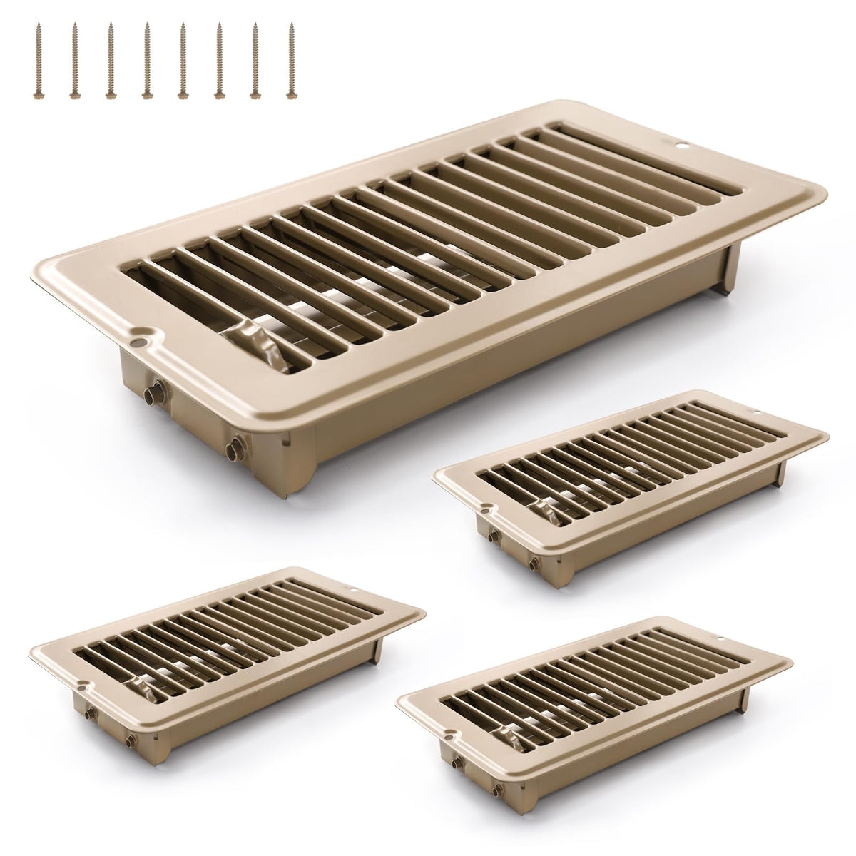 Sel Natural 4x8 floor register vent in black with durable metal construction for lasting airflow control.