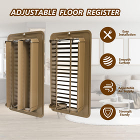 Sel Natural floor vent cover for 4x8 opening in black with easy installation.