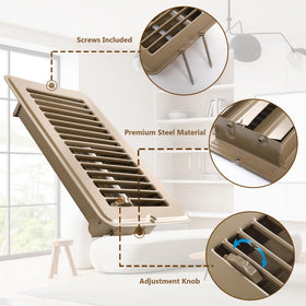 Sel Natural heavy-duty metal floor register vent designed for durable 4x8 duct openings.
